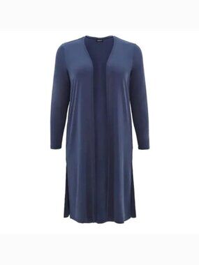 Torrid EUC size 3 Studio Duster Cardigan  Navy Blue Longline Open Front Knit str